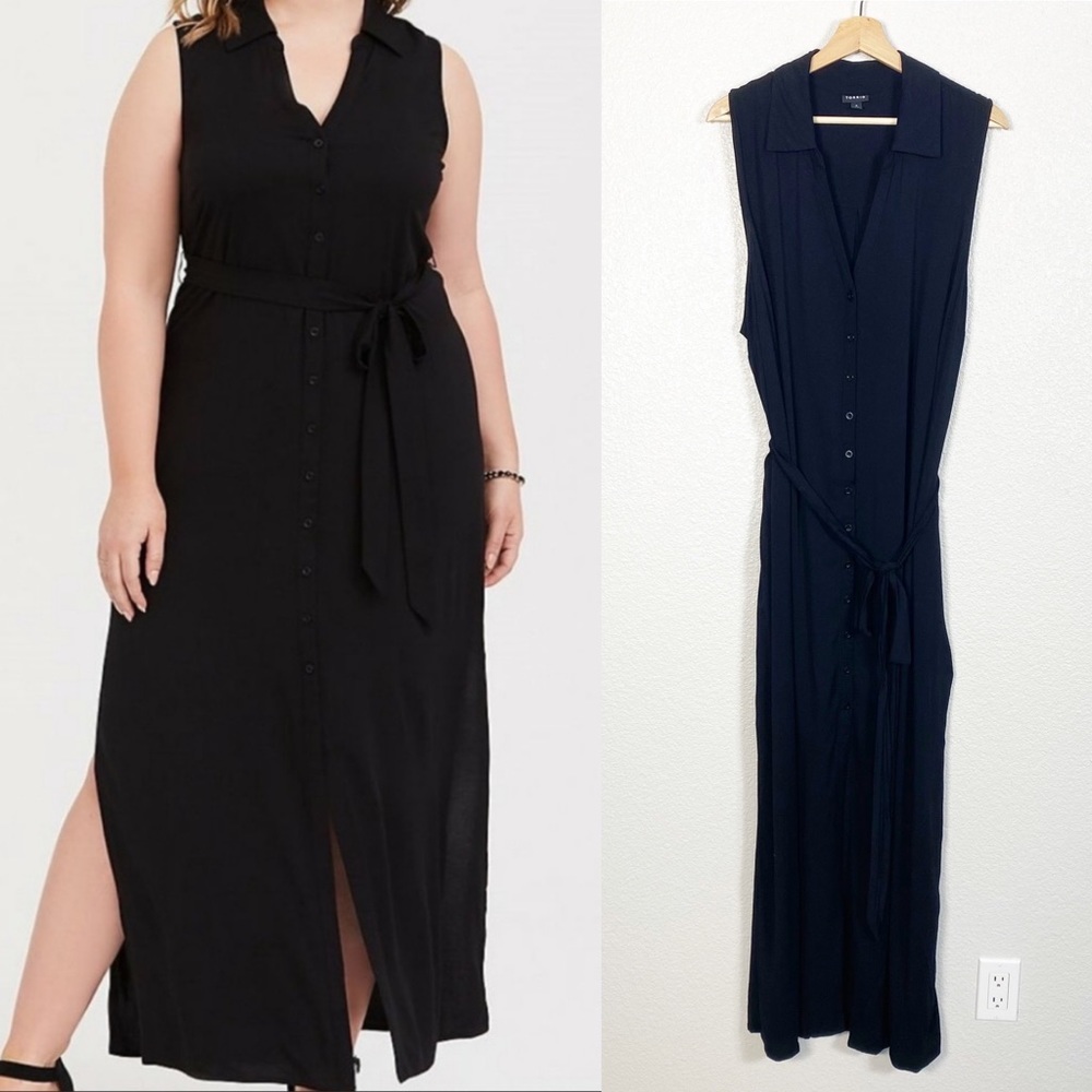Torrid Womens Black Challis Maxi Shirt Dress Size 3 (3X)